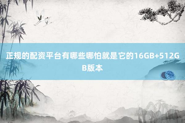 正规的配资平台有哪些哪怕就是它的16GB+512GB版本
